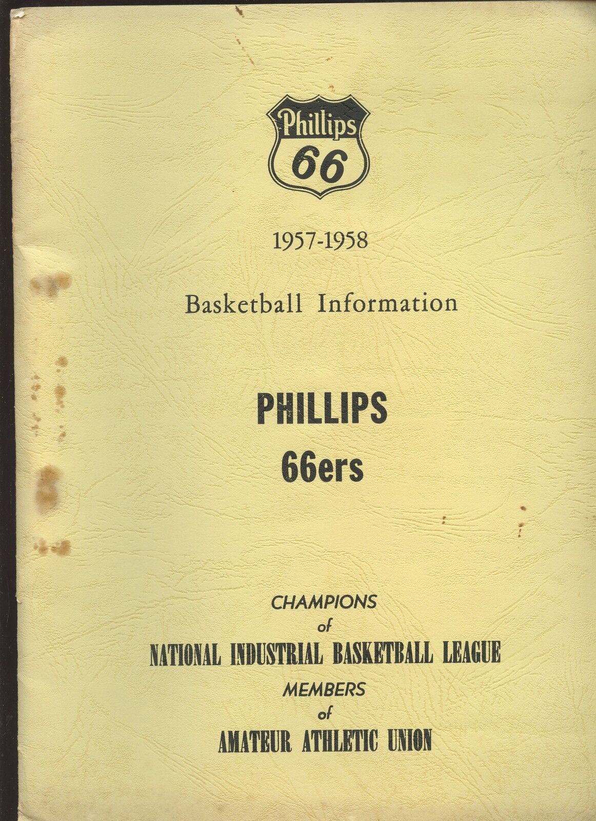 1957/58 National Industrial Basketball League Media Guide Phillips 66ers