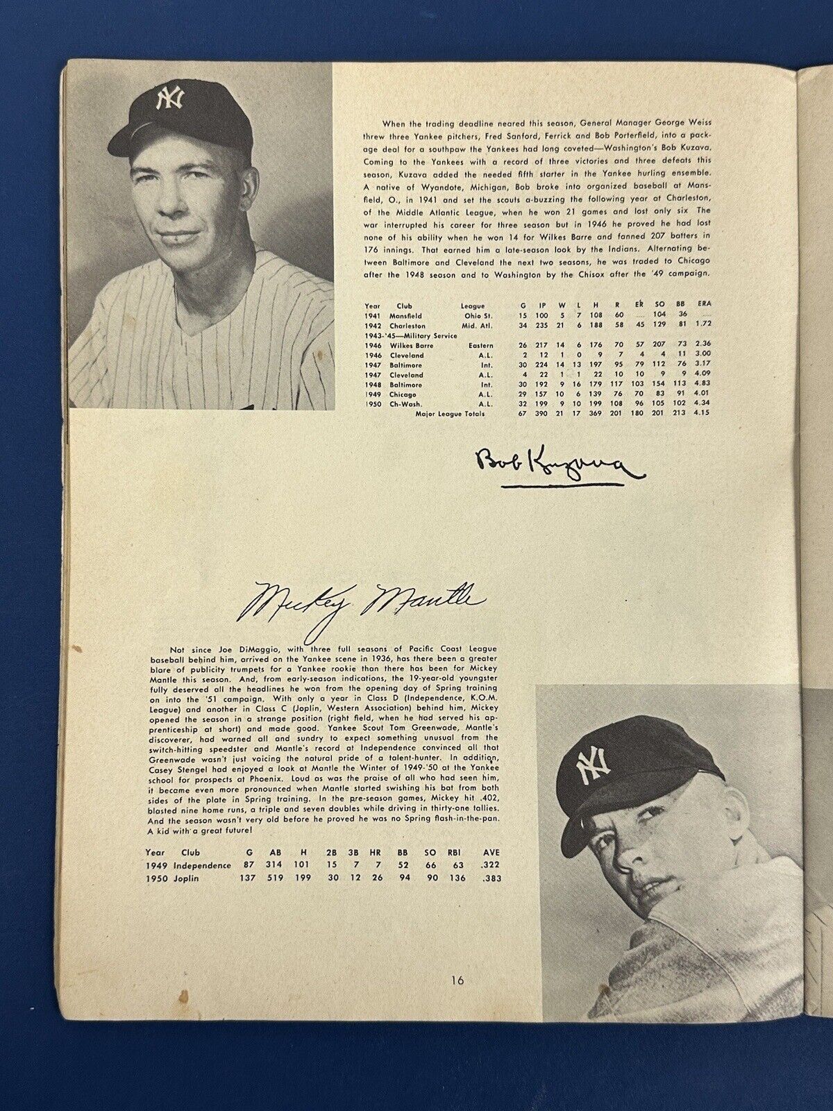 1951 New York Yankees Official Baseball Yearbook w/ Mickey Mantle