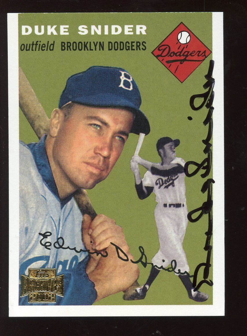 2002 Topps Archive Baseball Card Duke Snider Autographed Hologram