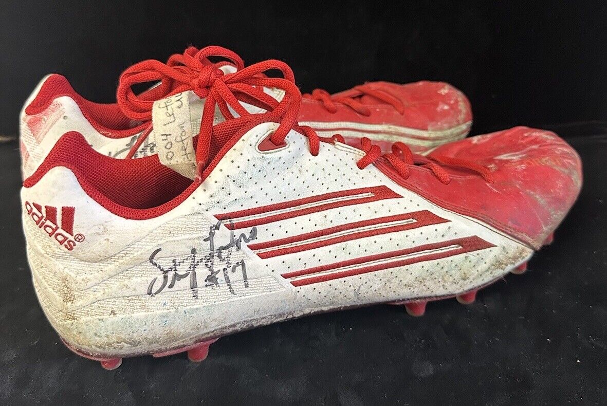 2004 Stefan LeFors #17 Louisville Liberty Bowl GAME USED SIGNED Cleats w/ PHOTO