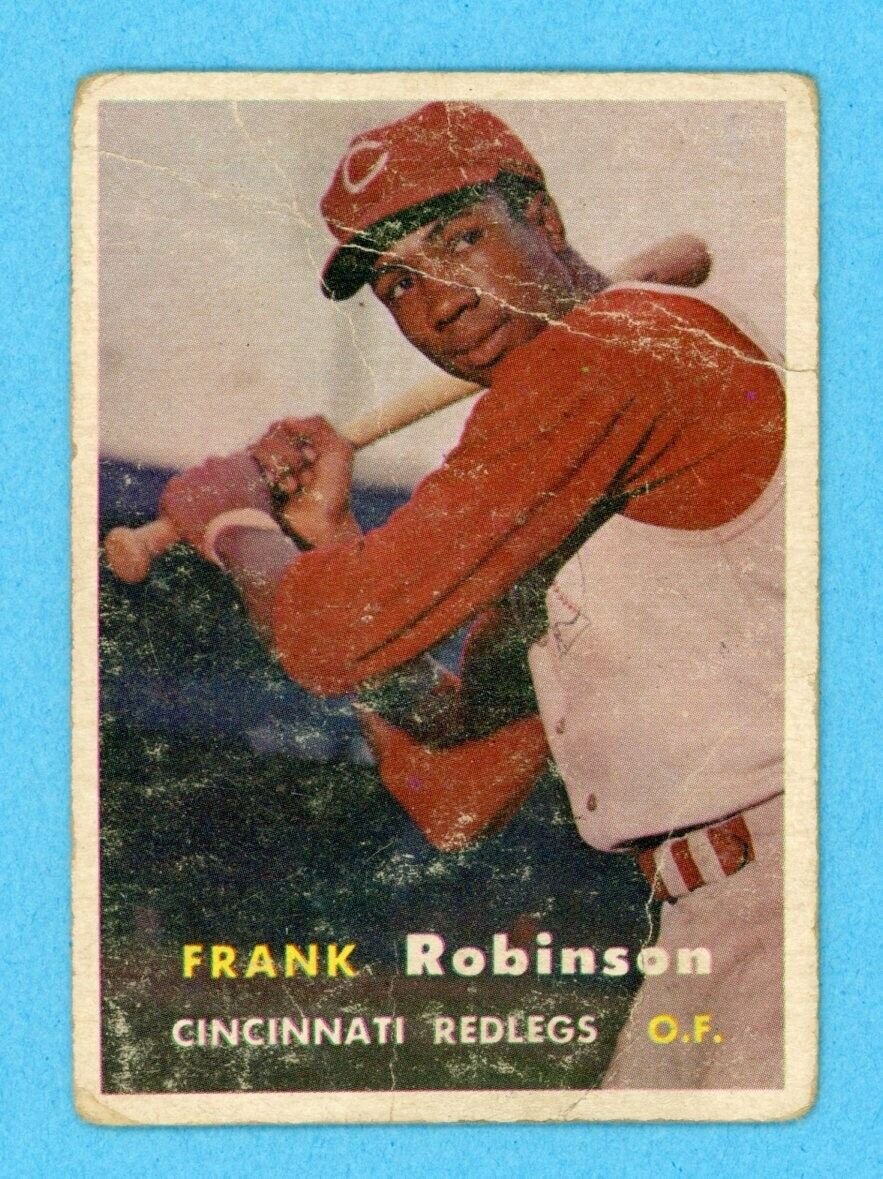 1957 Topps #35 Frank Robinson Cincinnati Reds Rookie Baseball Card Low Grade