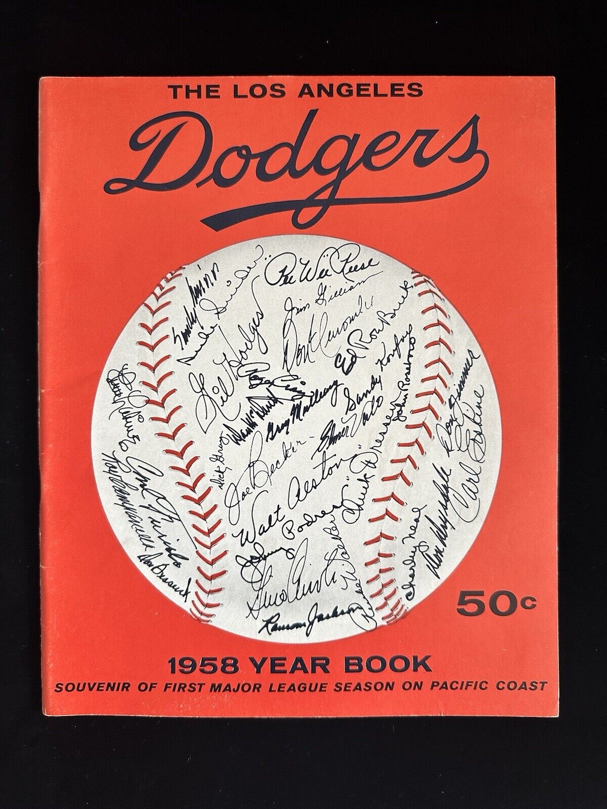 1958 Los Angeles Dodgers 1st Year Official Baseball Yearbook EX-MT