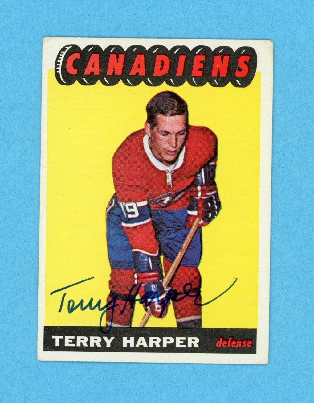 Terry Harper Montreal Canadiens 1965-66 Topps #68 Autographed Hockey Card