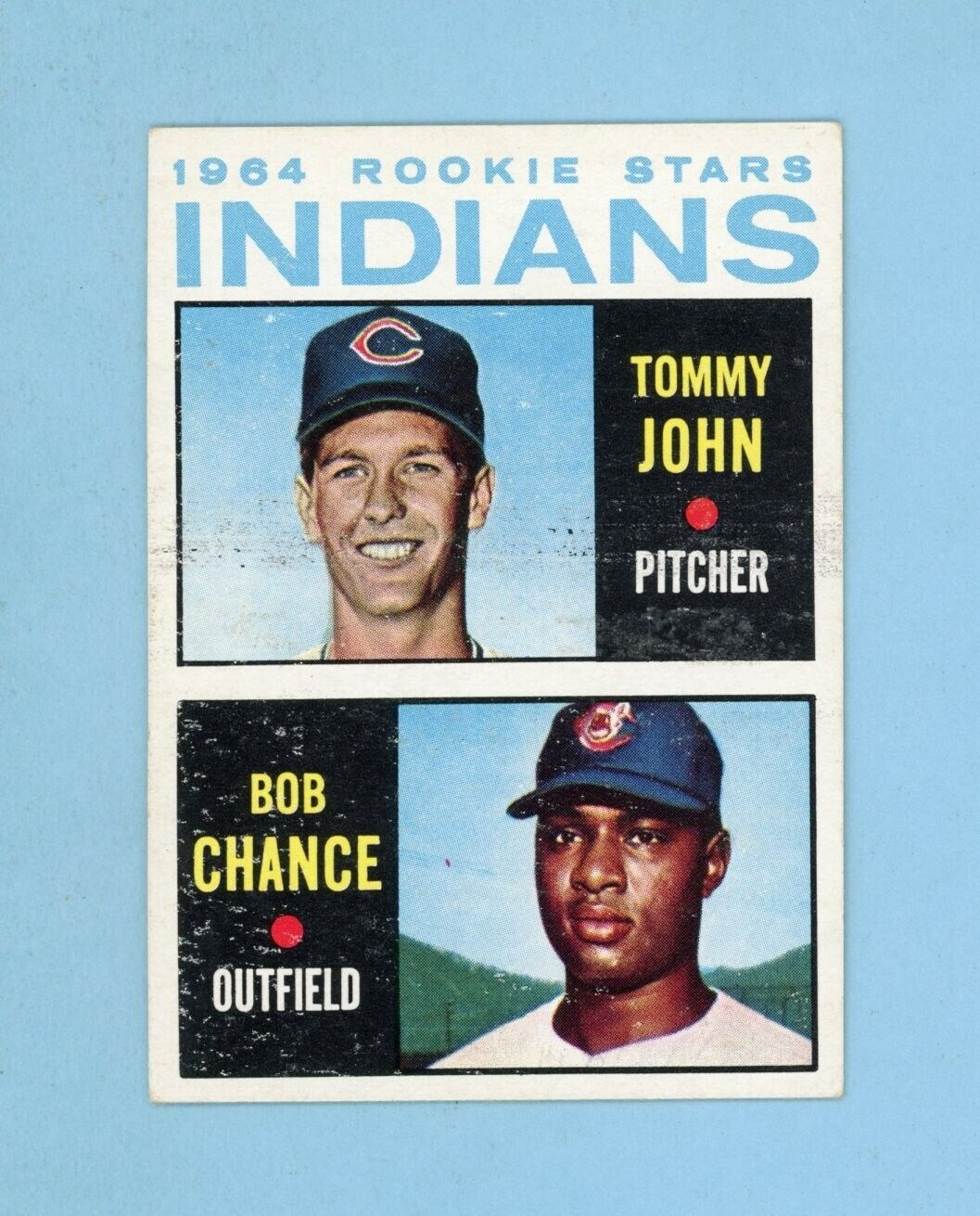 1964 Topps #146 Tommy John Cleveland Indians Rookie Baseball Card EX+ prt isu