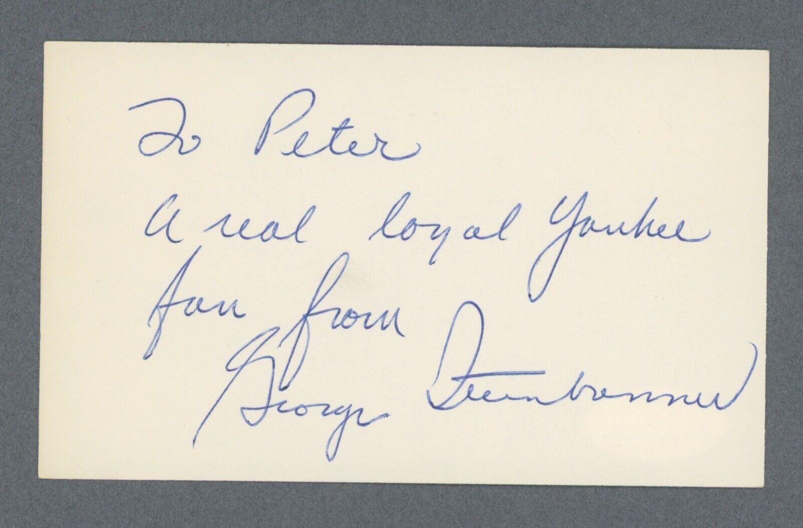 George Steinbrenner Signed Index Card Auto with JSA Certification