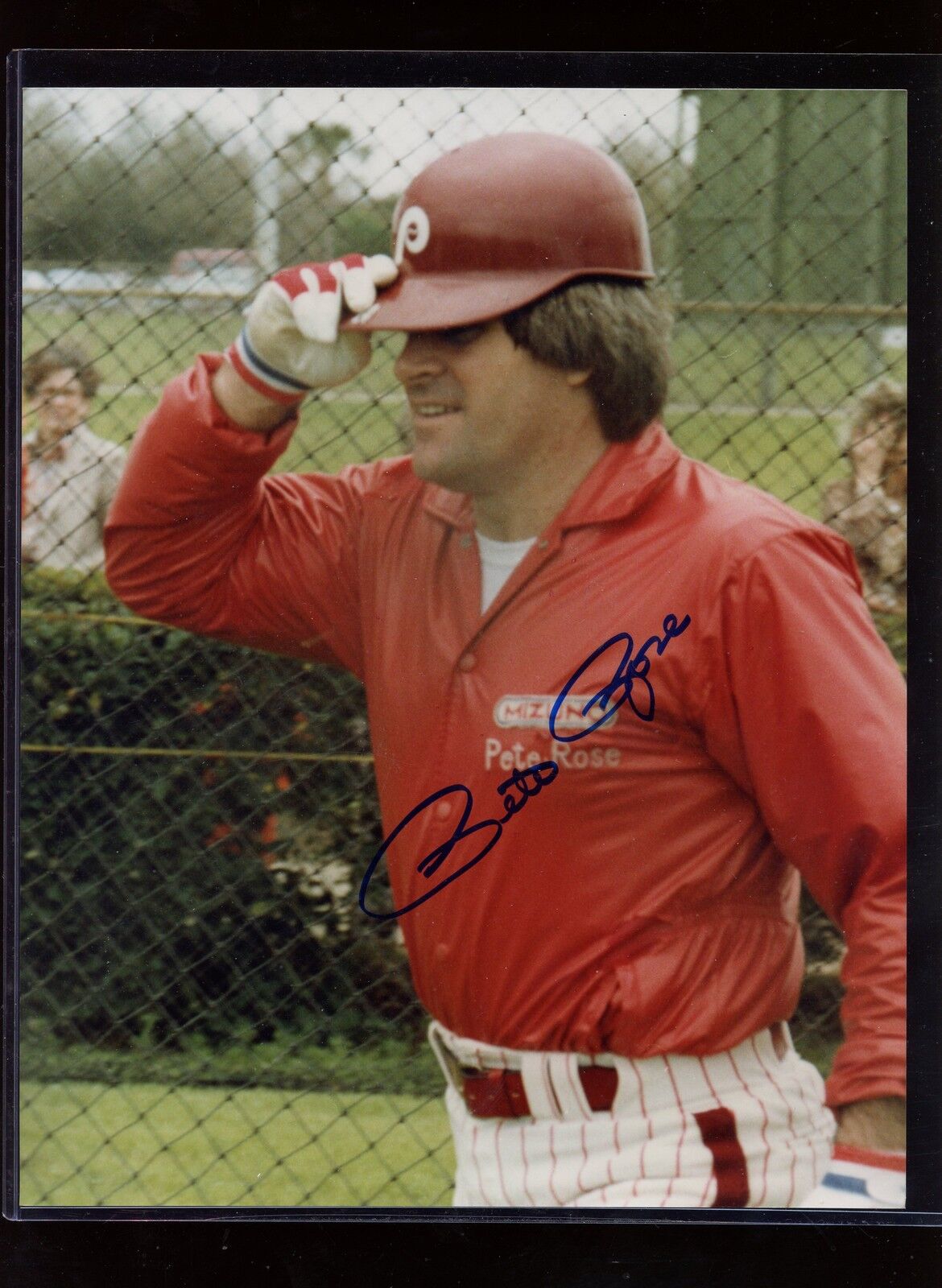 Pete Rose Philadelphia Phillies Autographed 8 X 10 Photo Hologram