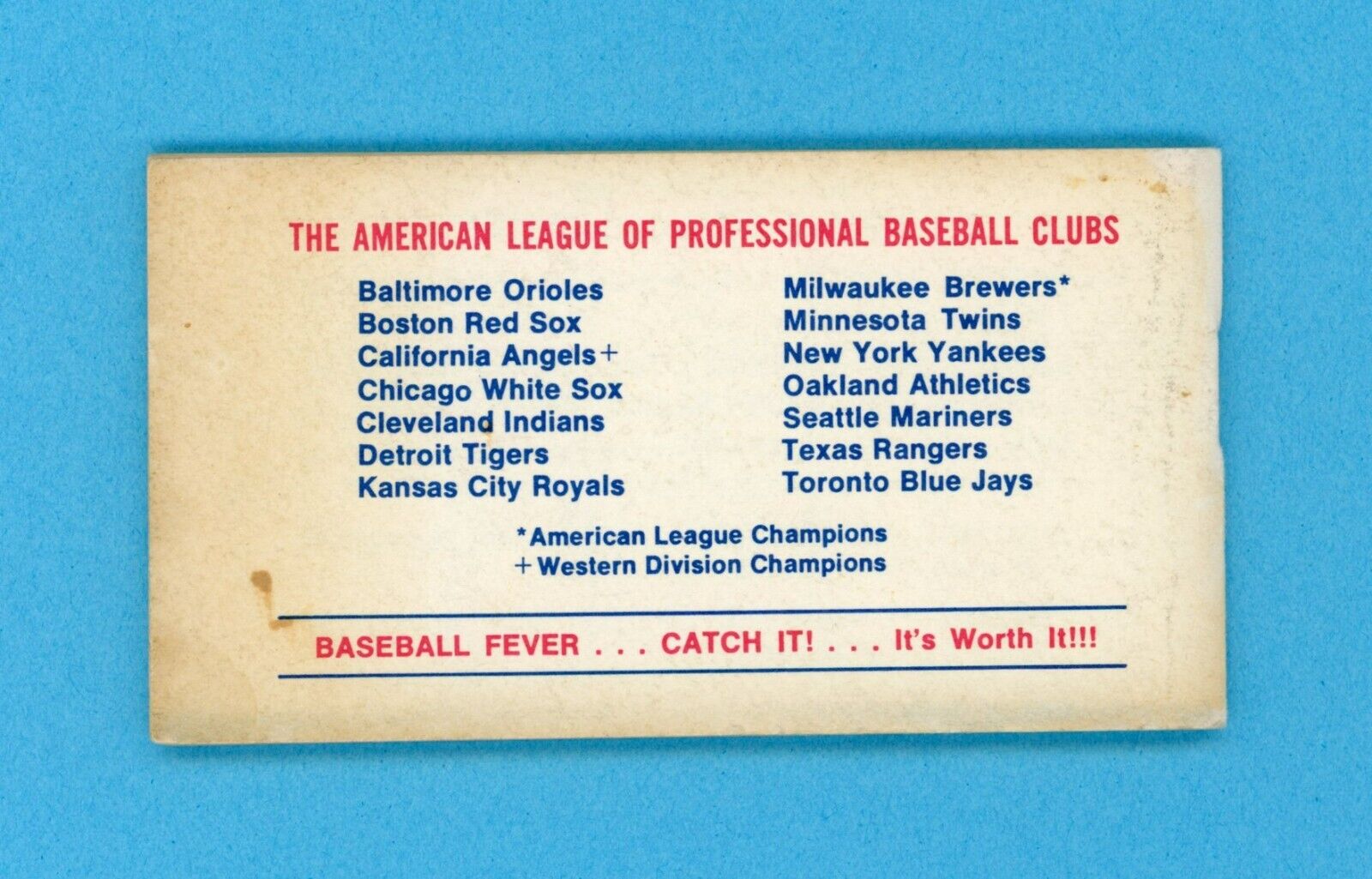 1983 American League Official Schedule Booklet