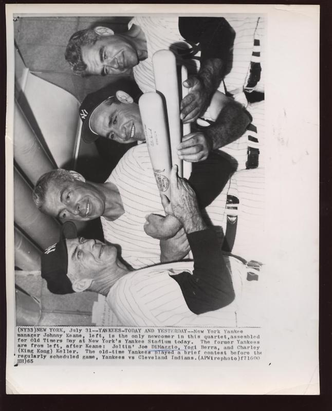 Original 1965 Joe DiMaggio & Other Yankees Wire Photo