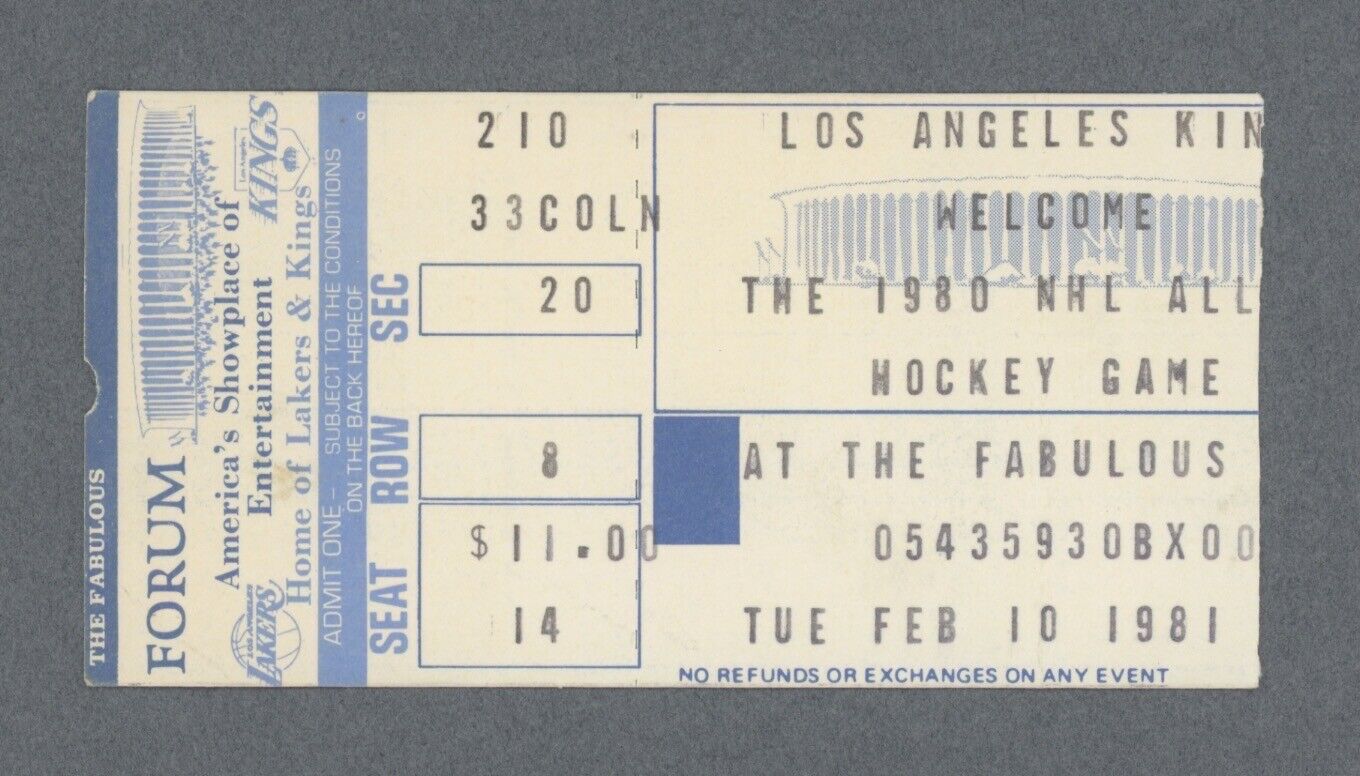 2/10/81 NHL All-Star Game Ticket Stub at L.A.