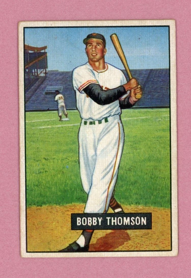 1951 Bowman #126 Bobby Thomson New York Giants Baseball Card EX lht scf