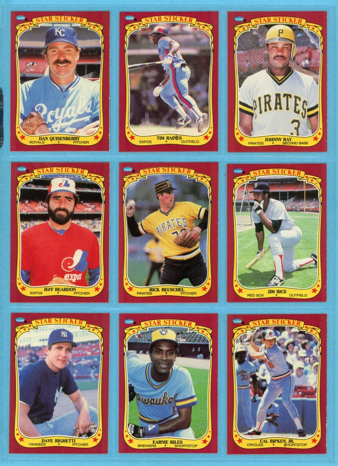 1986 Fleer Star Stickers Complete Set of 132 Baseball Cards NM