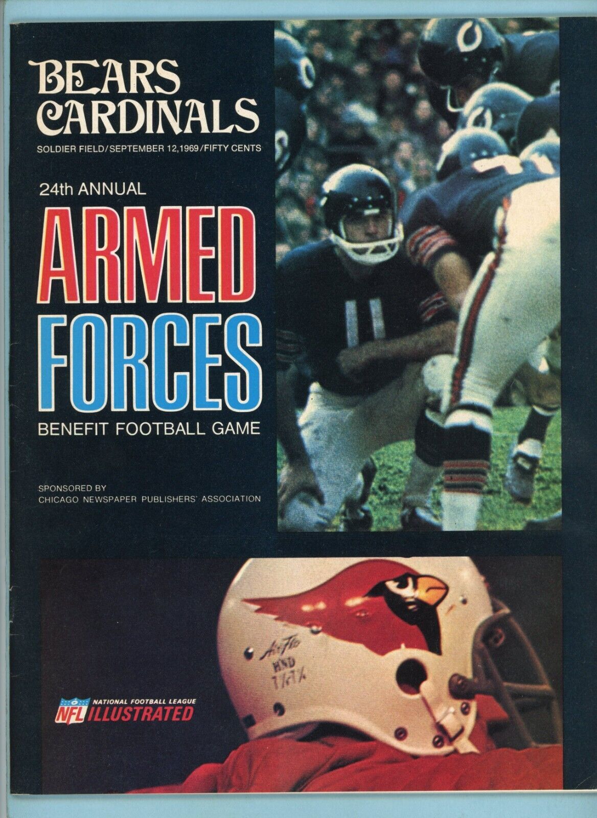 September 12, 1969 NFL Pre Season St Louis Cardinals vs Chicago Bears Program