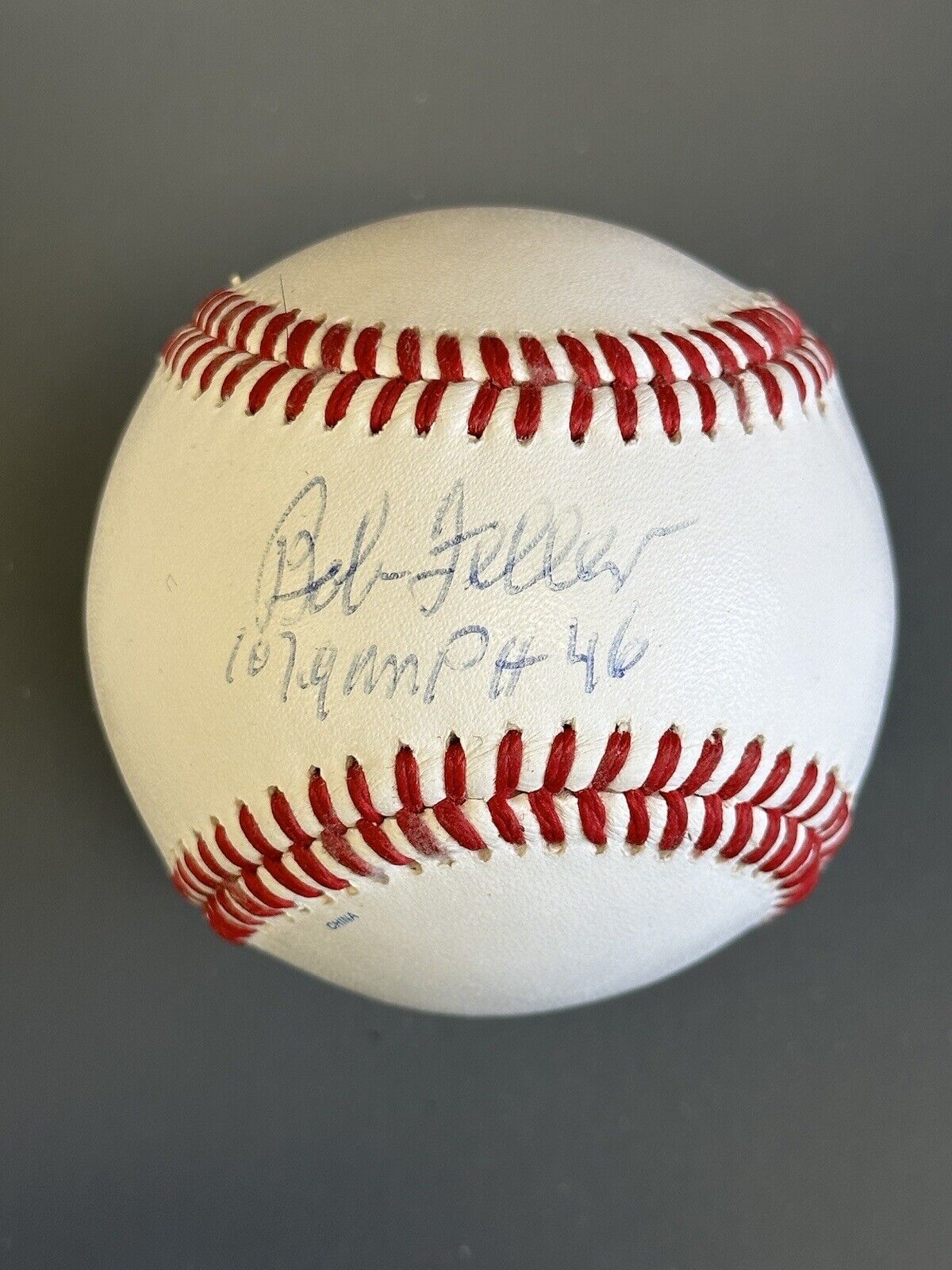 Bob Feller 107.9 MPH #46 Cleveland Indians HOFer SIGNED Baseball w/ hologram