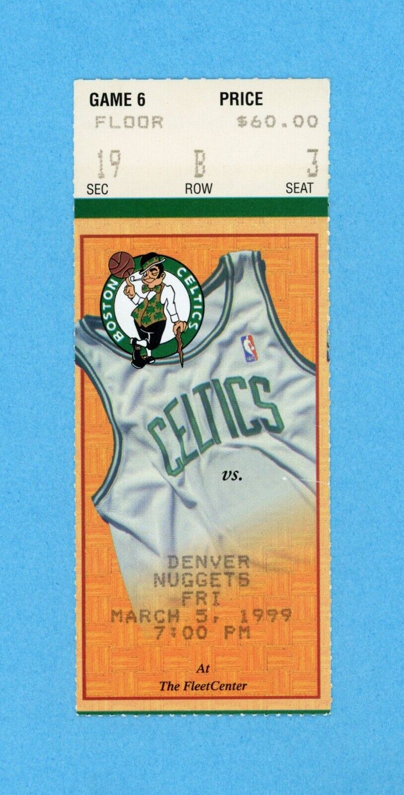 Boston Celtics Ticket Stub • March 5, 1999 vs Denver Nuggets