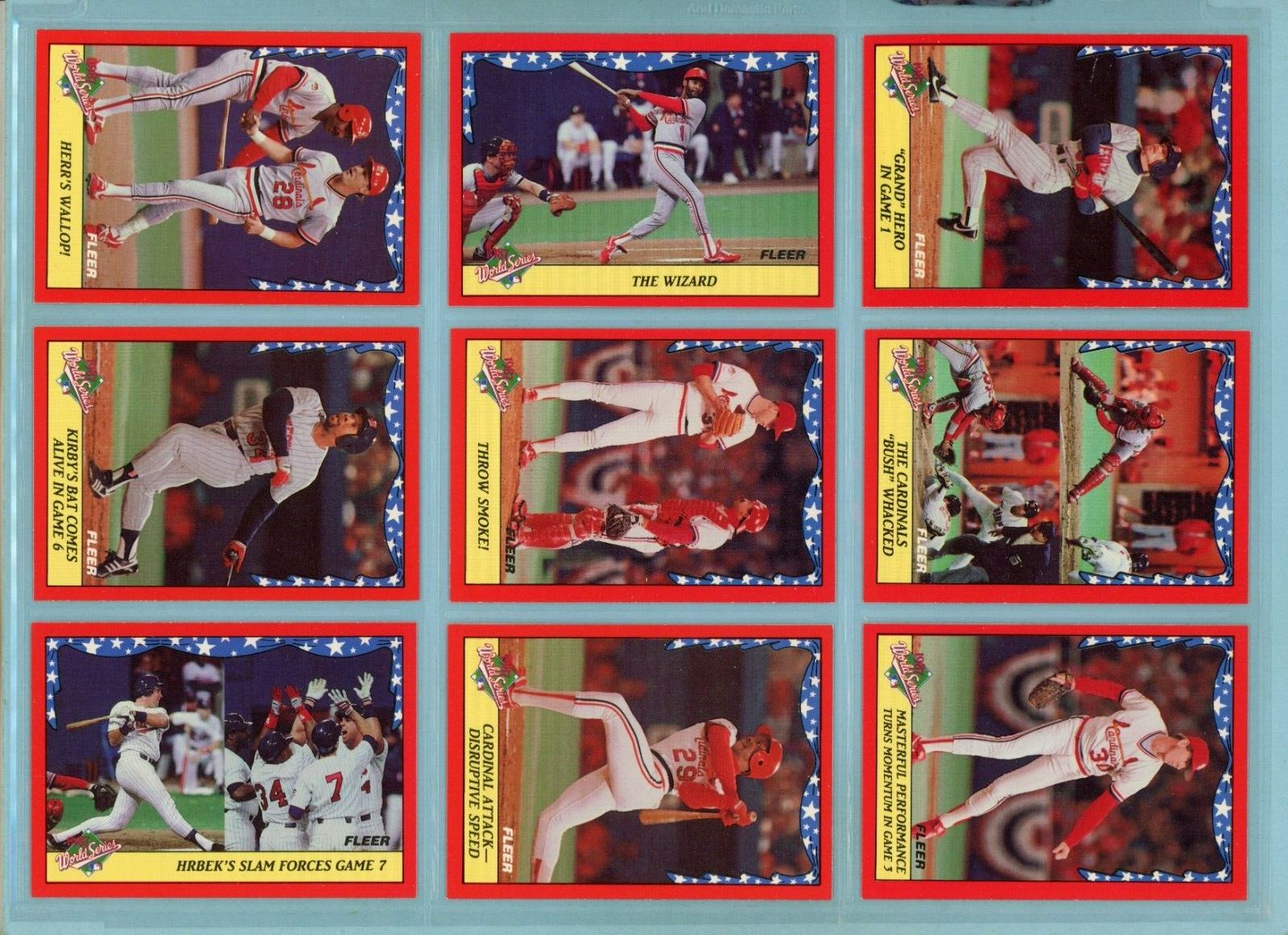 1988 Fleer Set of 12 1987 World Series Special Baseball Cards NM