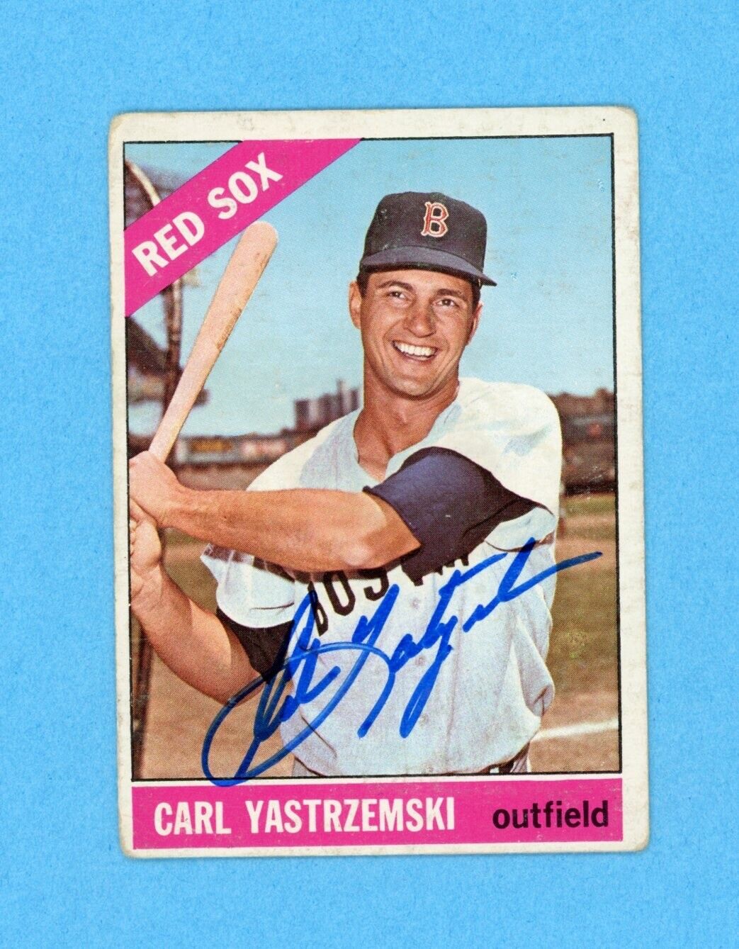 Carl Yastrzemski Signed 1966 Topps Card #70 Auto with B&E Hologram