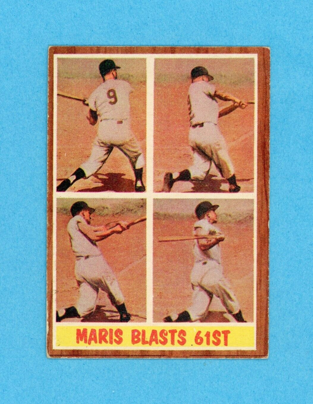 1962 Topps #313 Roger Maris Blasts 61st New York Yankees Baseball Card V/E - EX