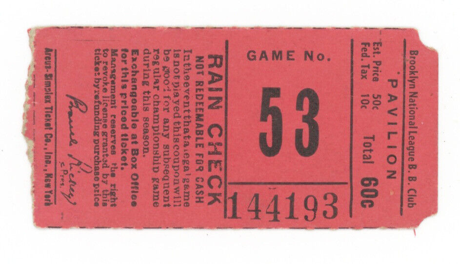 6/14/49 Brooklyn Dodgers vs Cardinals • Jackie Robinson 2-5 w 2 RBI  Ticket Stub