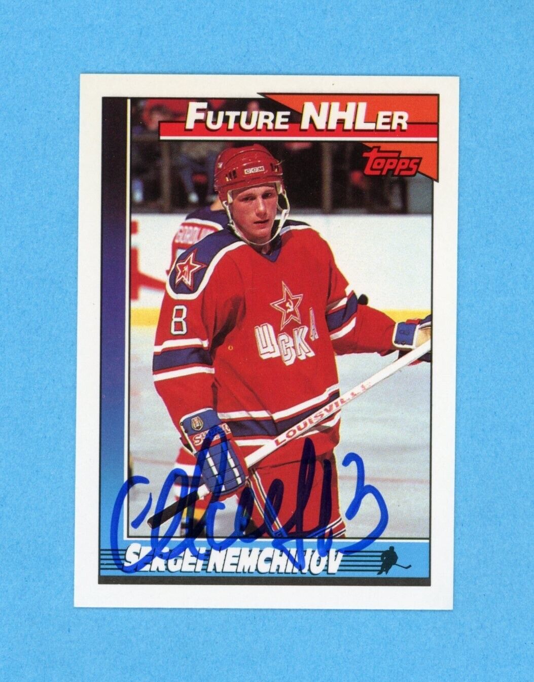 Sergei Nemchinov Signed 1991 Topps Card #514 • Auto w B&E Hologram