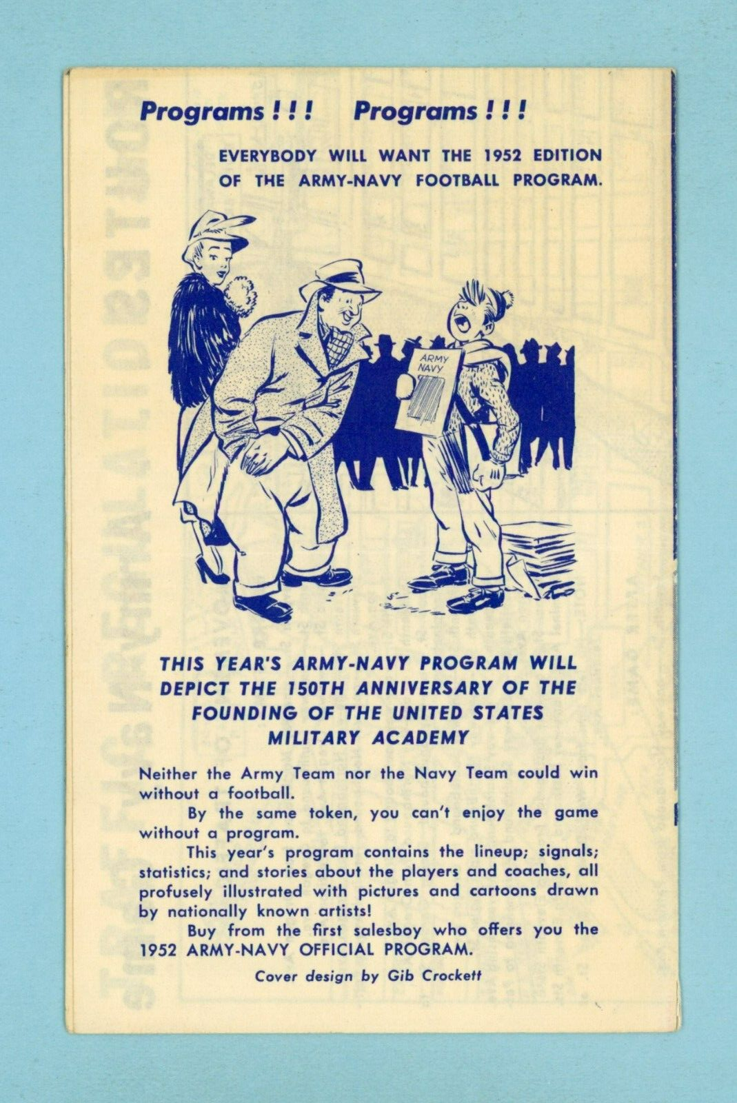 November 29, 1952 Army vs Navy Football Game Itinerary Pamphlet