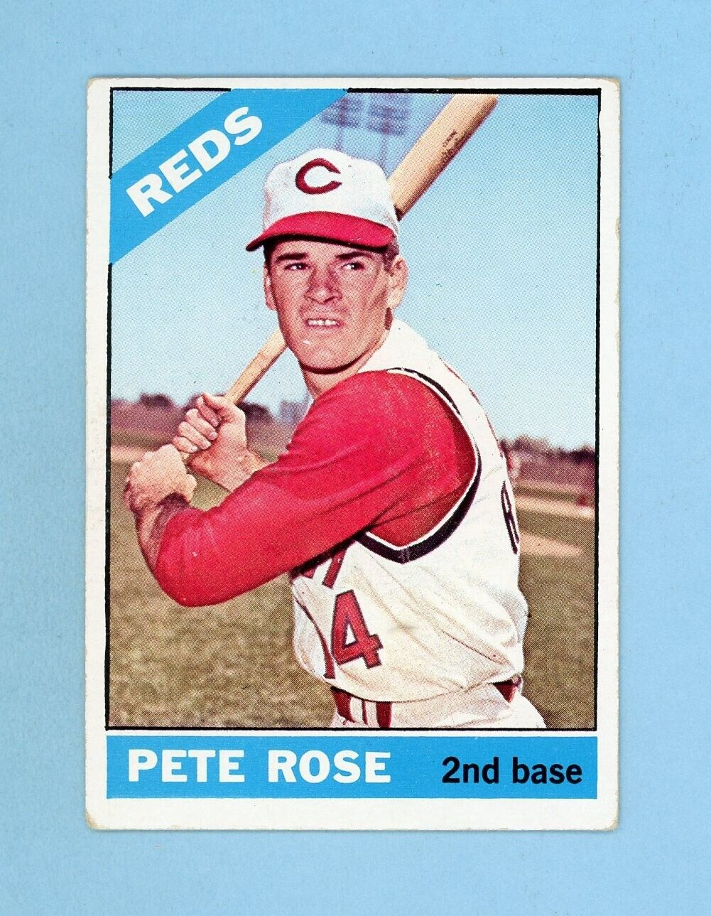 1966 Topps #30 Pete Rose Cincinnati Reds Baseball Card Vg/Ex lht wrk/cres bk trc