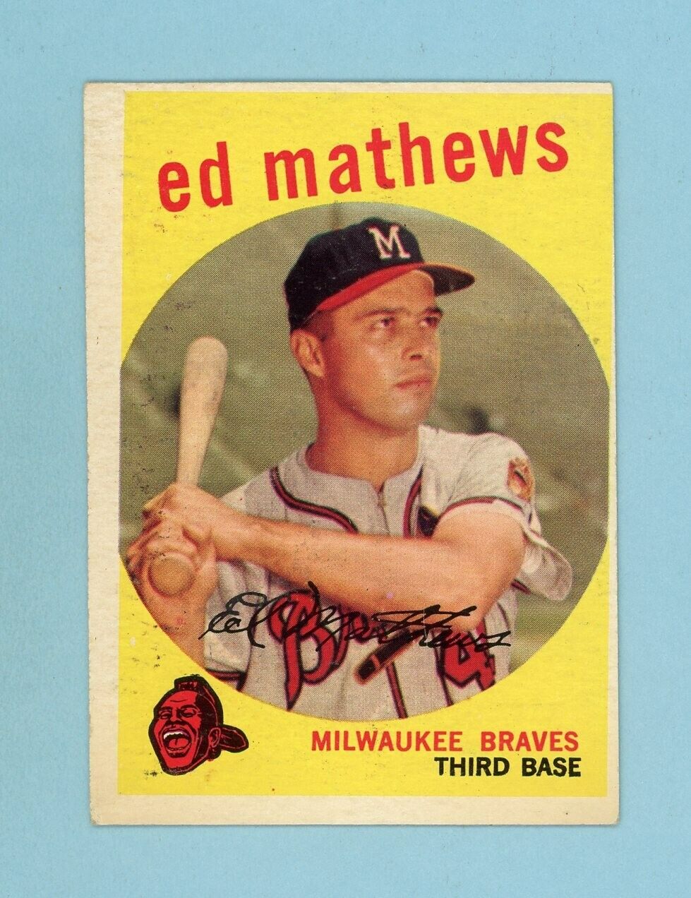 1959 Topps #450 Ed Mathews Milwaukee Braves Baseball Card EX+ o/c