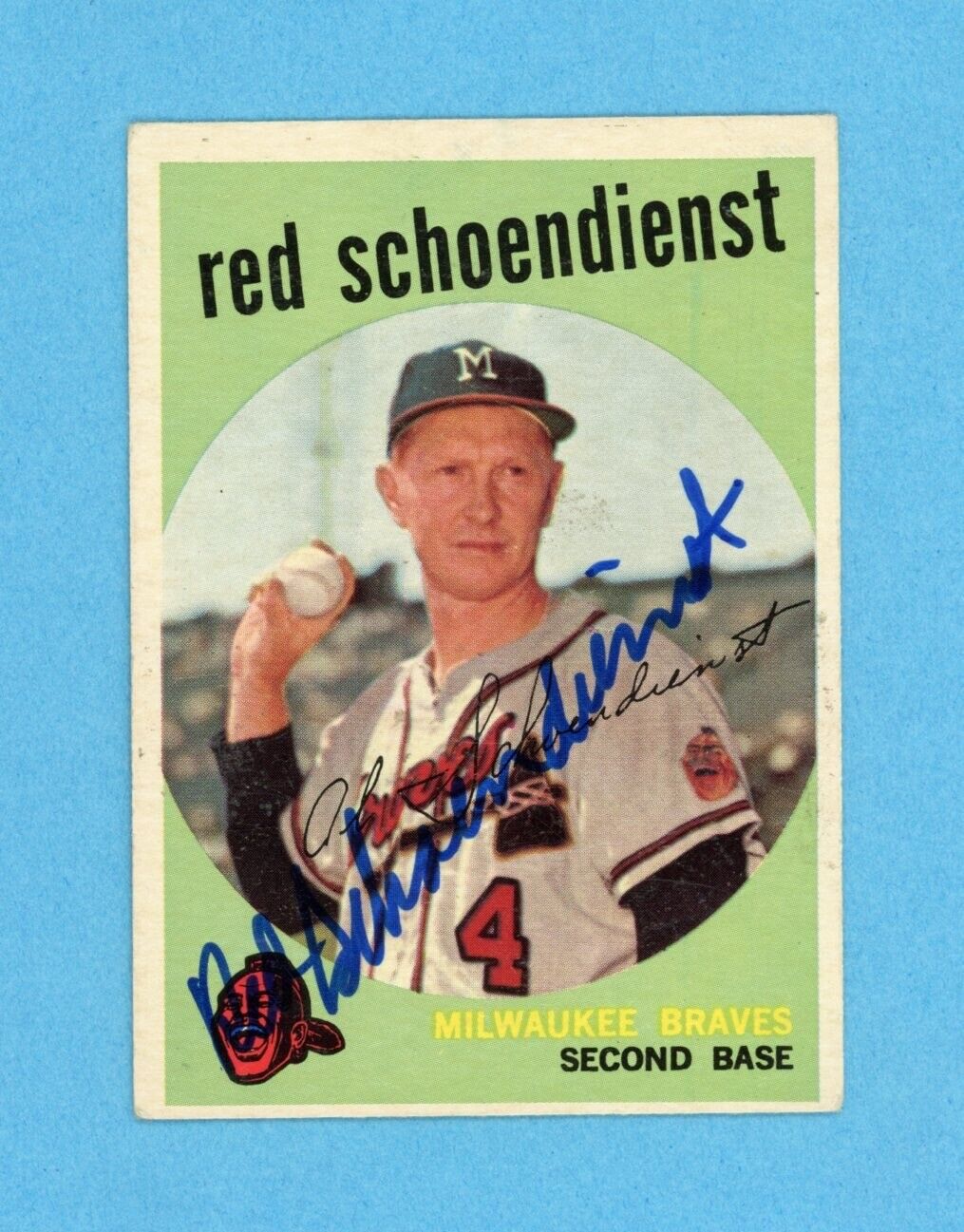 Red Schoendienst Signed 1959 Topps Card #480 • Auto with B&E Hologram