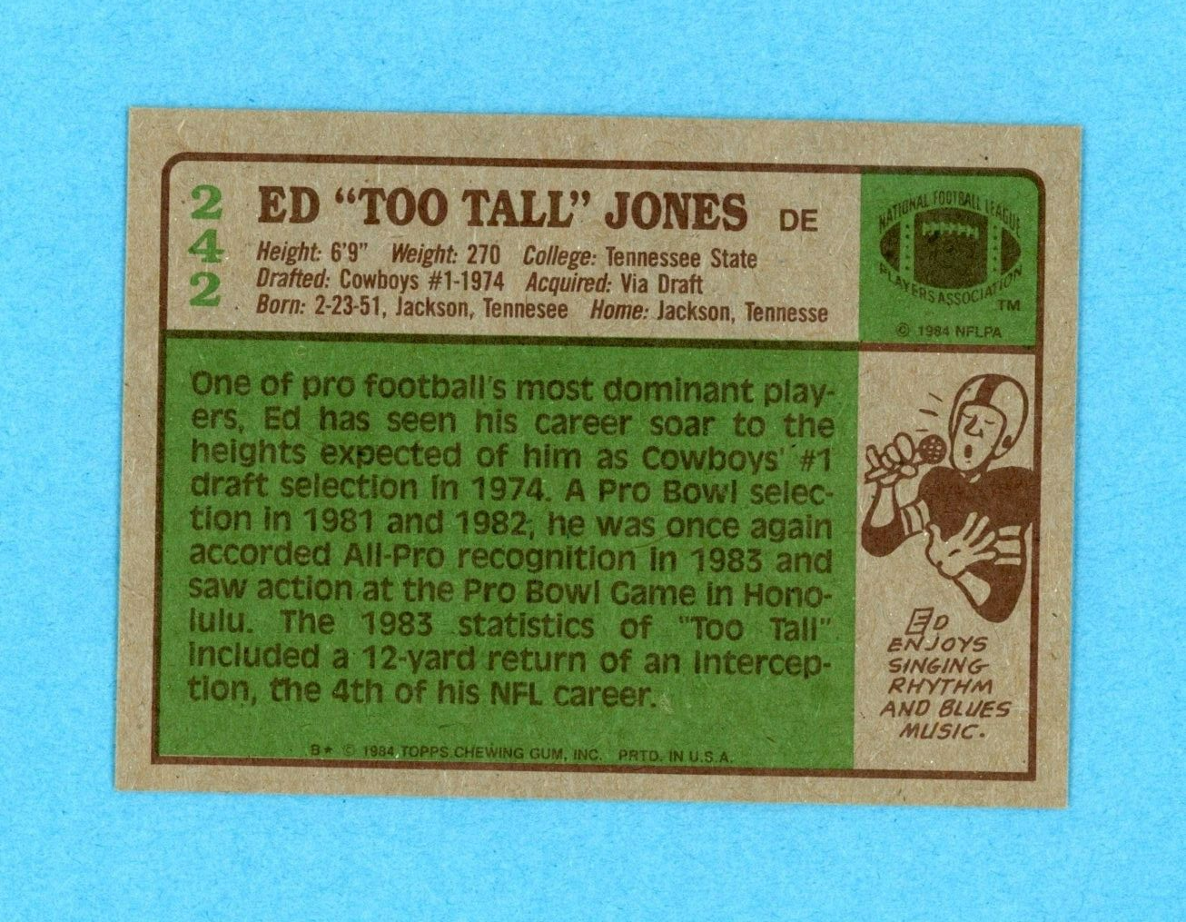 Ed Jones Dallas Cowboys 1984 Topps #242 Autographed Football Card