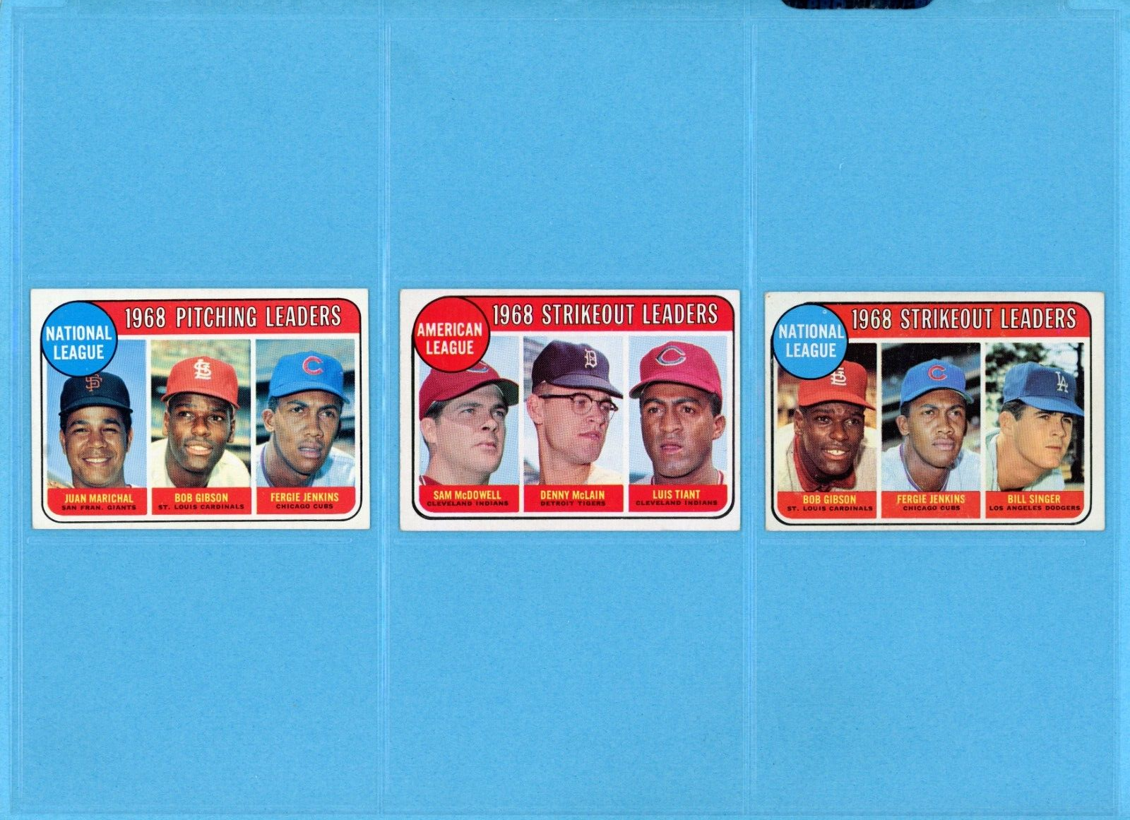 1969 Topps Complete Set of 12 1968 League Leader Baseball Cards EX - EX+