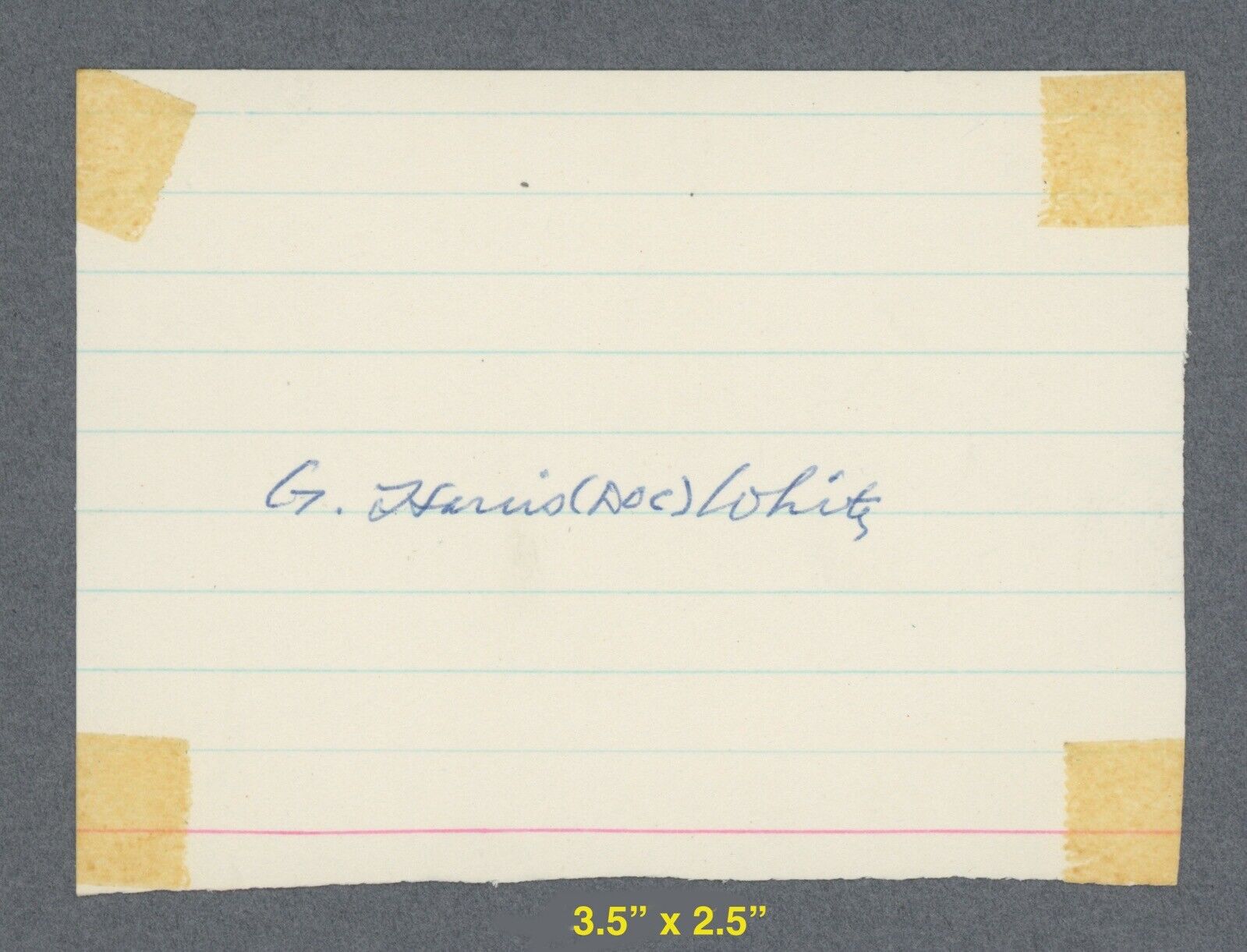 G. Harris "Doc" White •• T-206 •• Signed Cut Index Card w B&E Hologram