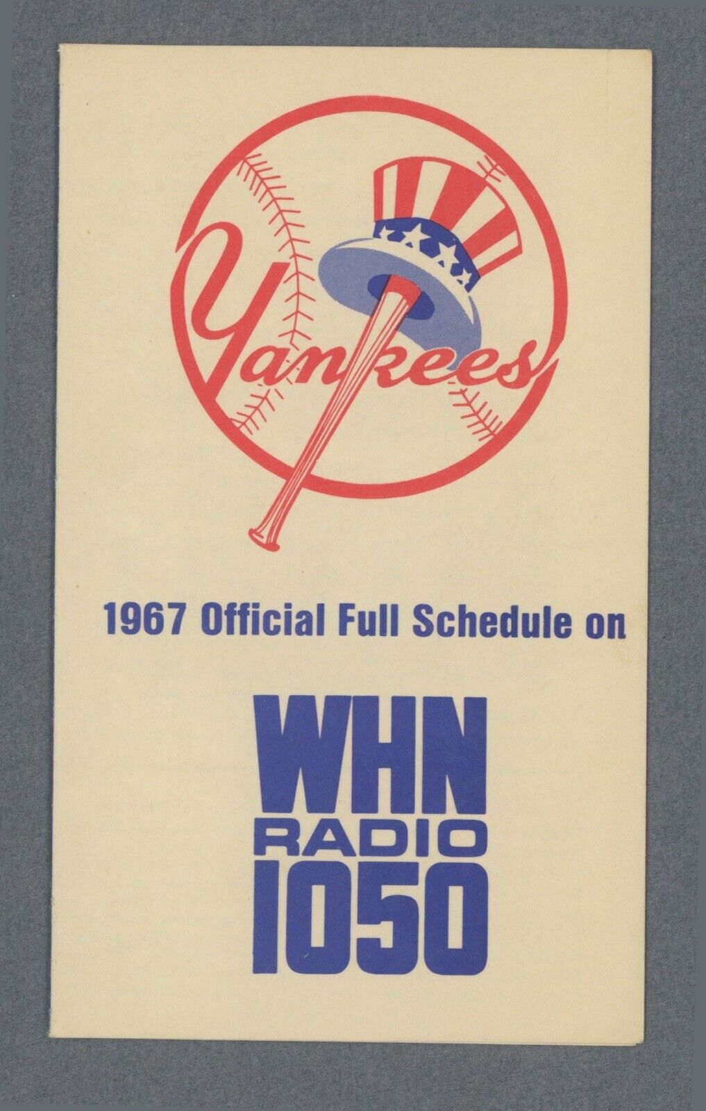 1967 New York Yankees Pocket Schedule 3.25"x5.5"