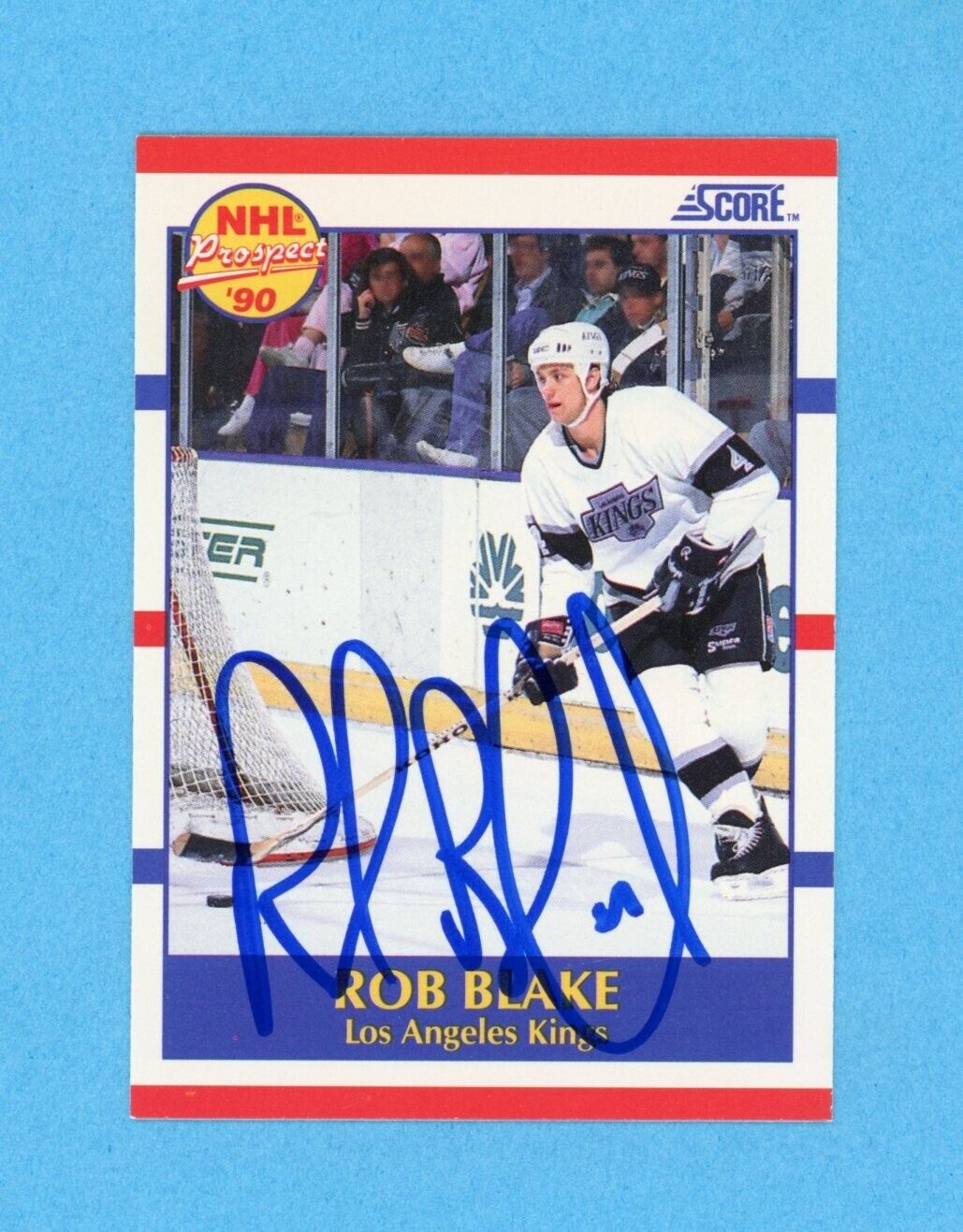 Rob Blake Los Angeles Kings 1990-91 Score #421 Autographed Rookie Hockey Card