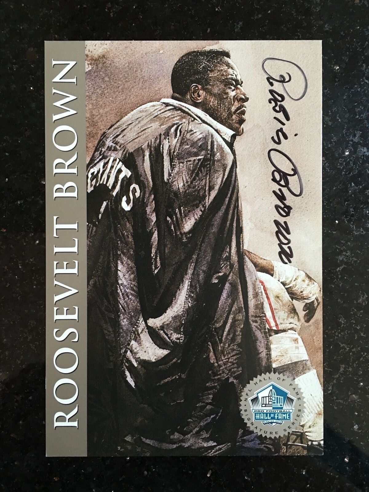 Roosevelt Brown Autographed NFL Hall of Fame Signature Series Postcard #/2500