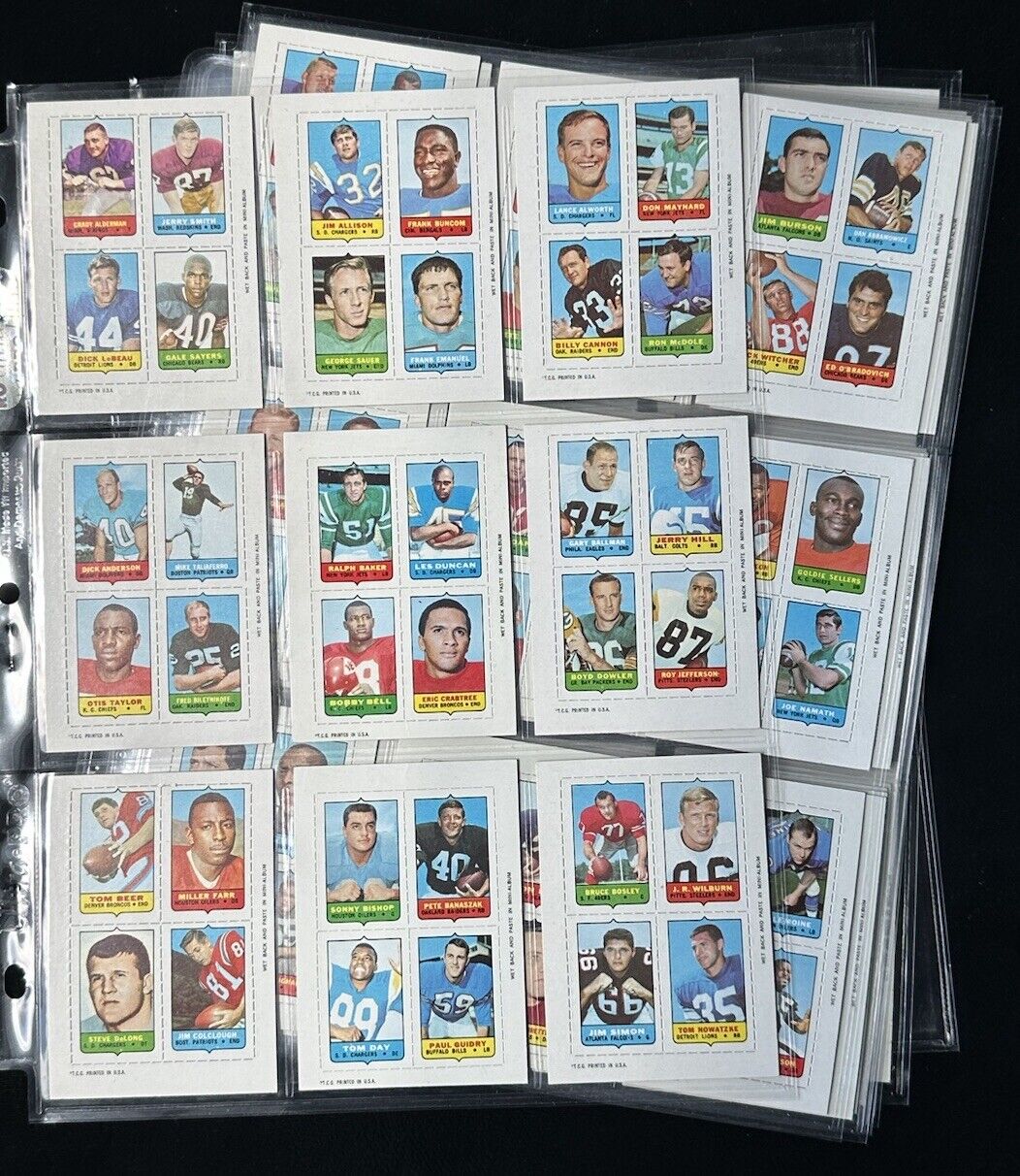 1969 Topps Football 4 in 1 Complete Set of 66 - Overall NM (a few lesser)