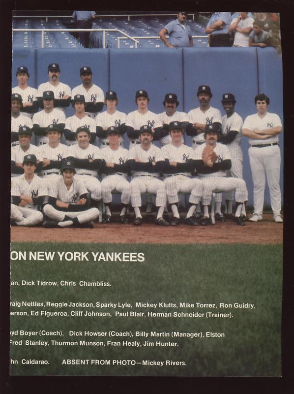 1977 New York Yankees Baseball Team Photo