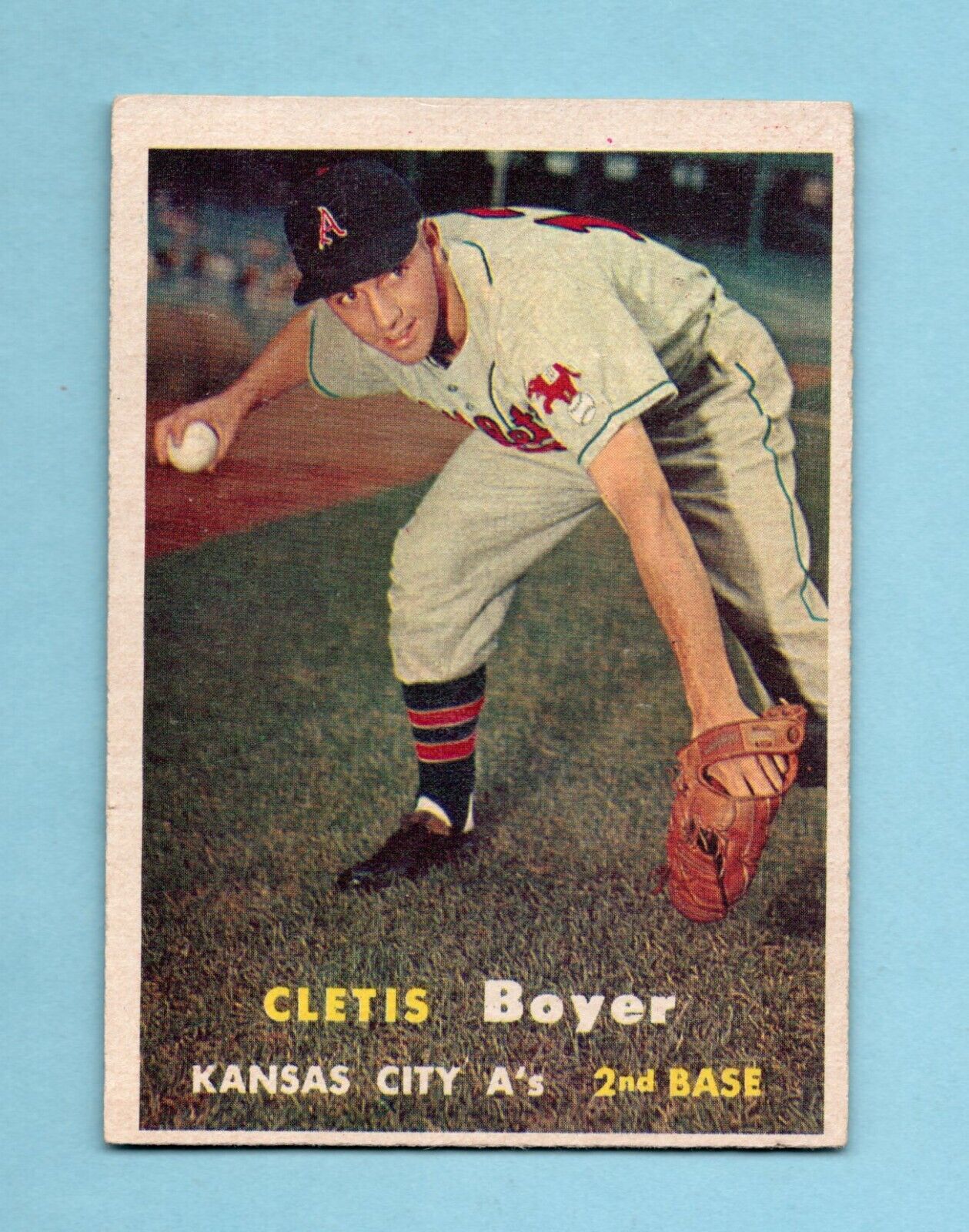 1957 Topps #121 Clete Boyer Kansas City Athletics Rookie Baseball Card EX