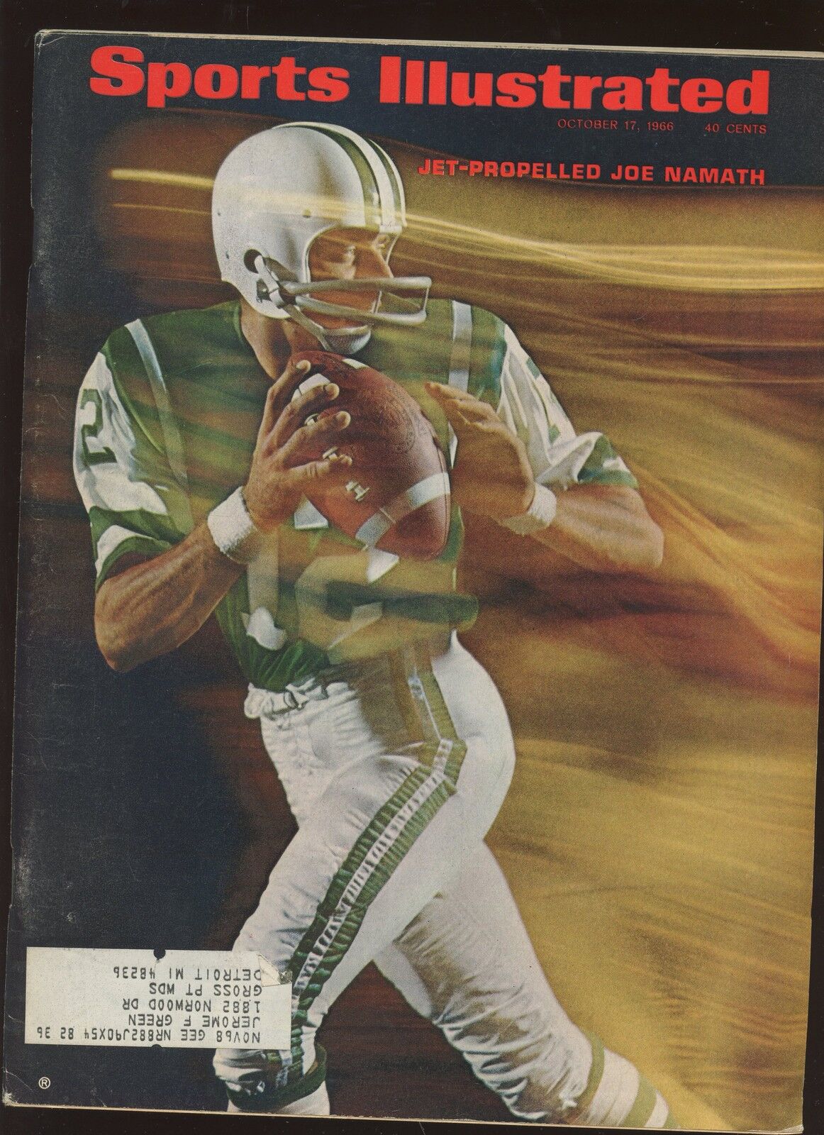 1966 Sports Illustrated Complete Magazine With Joe Namath Front Cover EX+