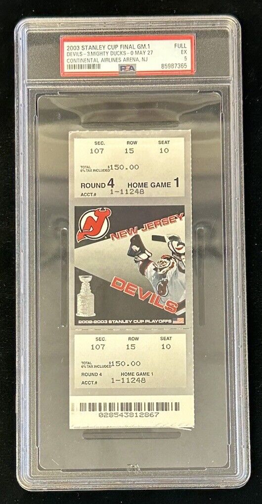 2003 New Jersey Devils Stanley Cup Finals Game 1 Full Ticket vs. Ducks PSA EX 5