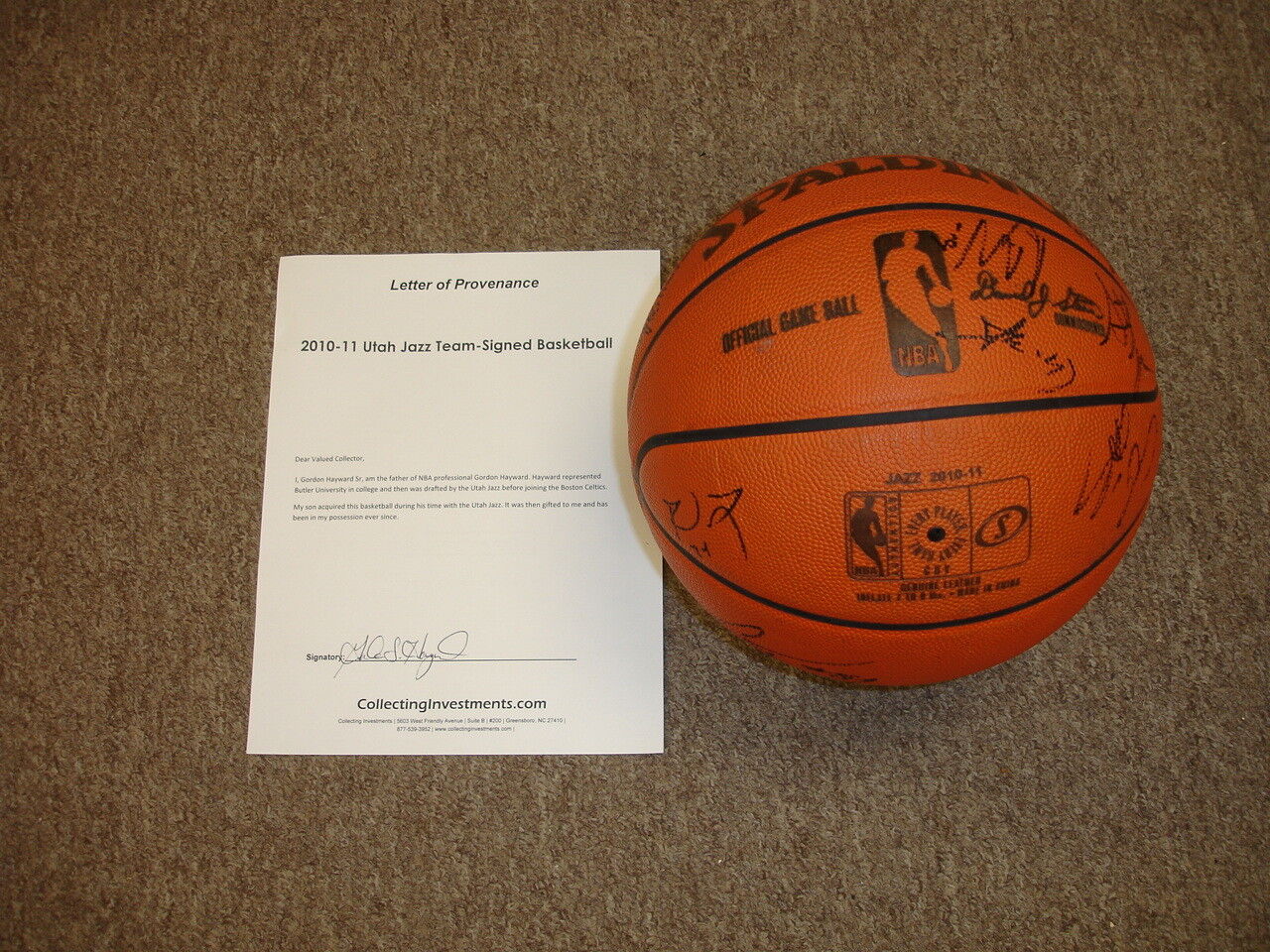 2010-11 Utah Jazz Team Signed Official NBA Basketball w/ LOA 19 signatures