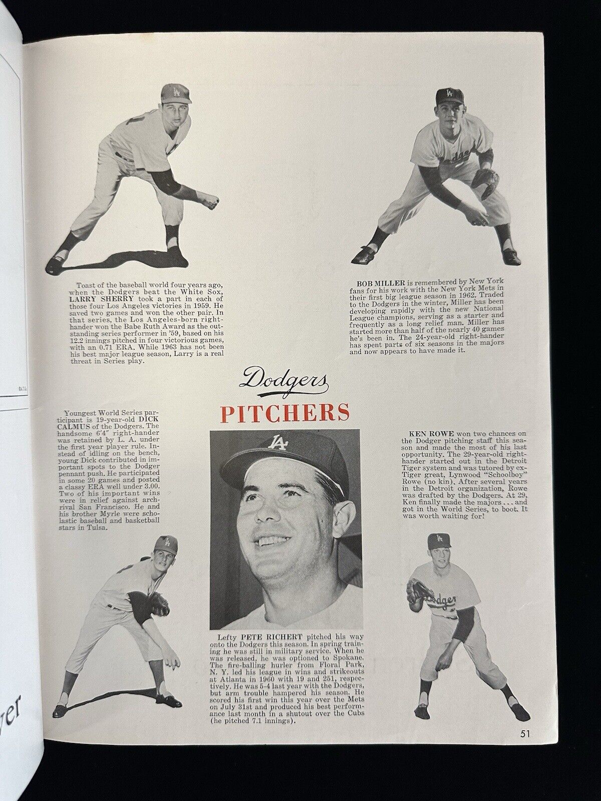 1963 New York Yankees World Series Program vs Los Angeles Dodgers - EX Unscored