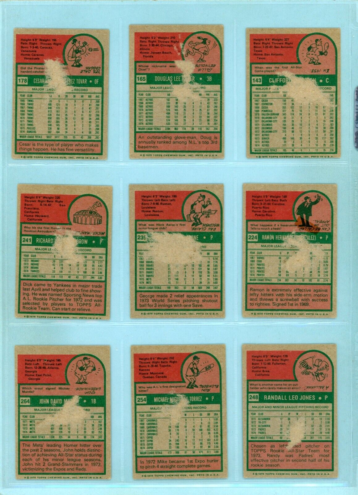 1975 Topps Mini Starter Set Lot of 33 Different Baseball Cards mxed gdes/dged bk