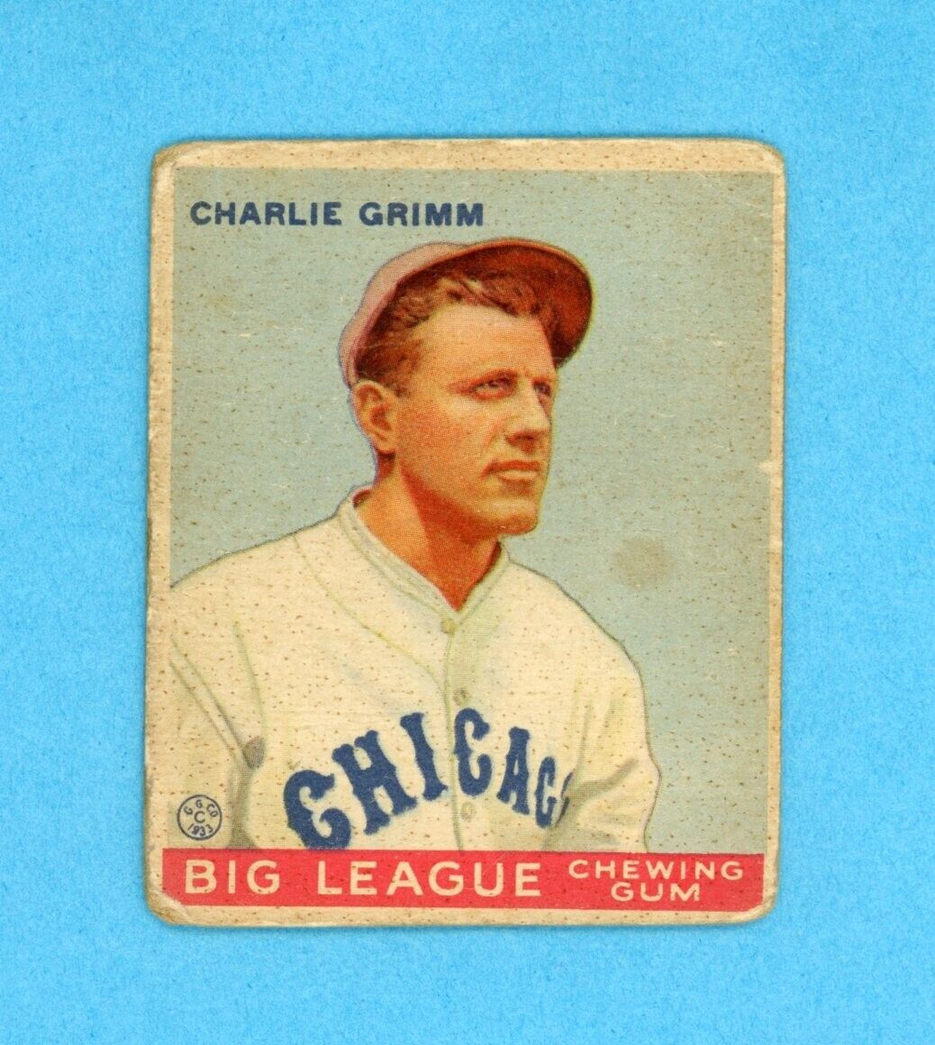 1933 Goudey #51 Charlie Grimm Chicago Cubs Rookie Baseball Card Low Grade