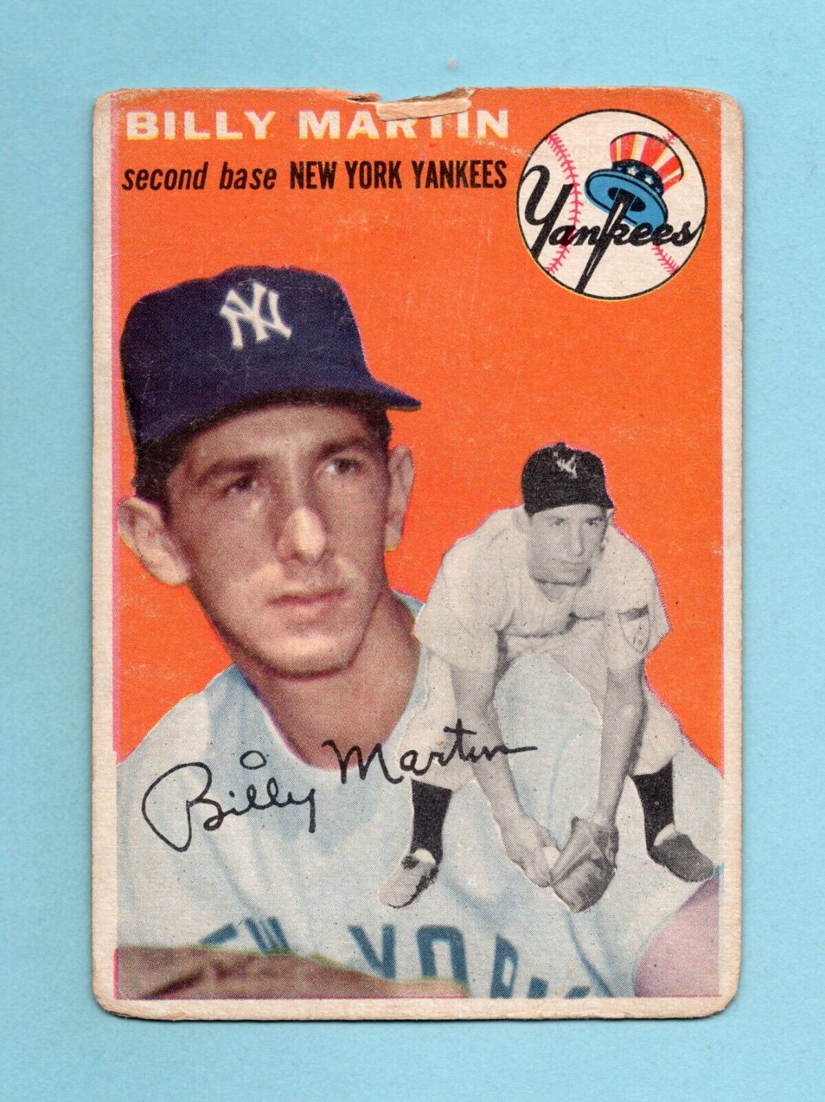 1954 Topps #13 Billy Martin New York Yankees Baseball Card Low Grade