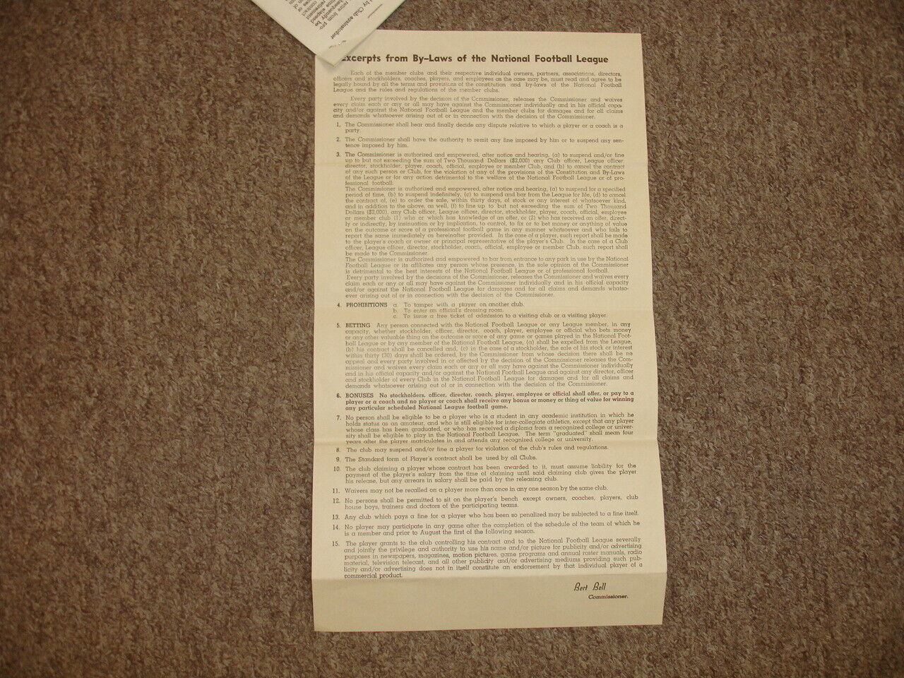 Bert Bell Wellington Mara John Kompara Multi Signed 1959 Giants NFL Contract JSA