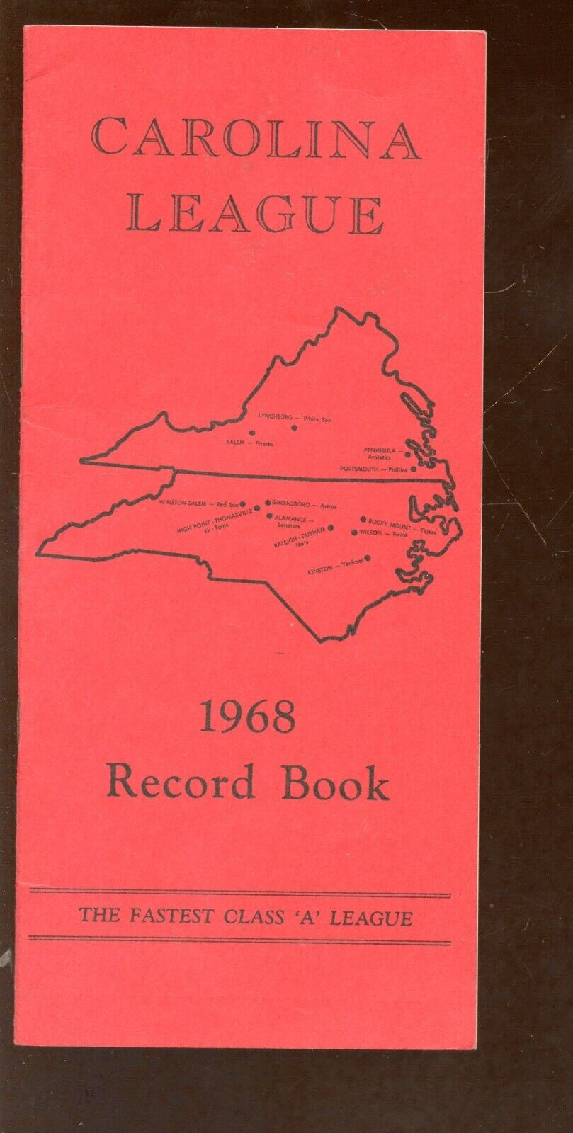 1968 Carolina League Record Book EXMT