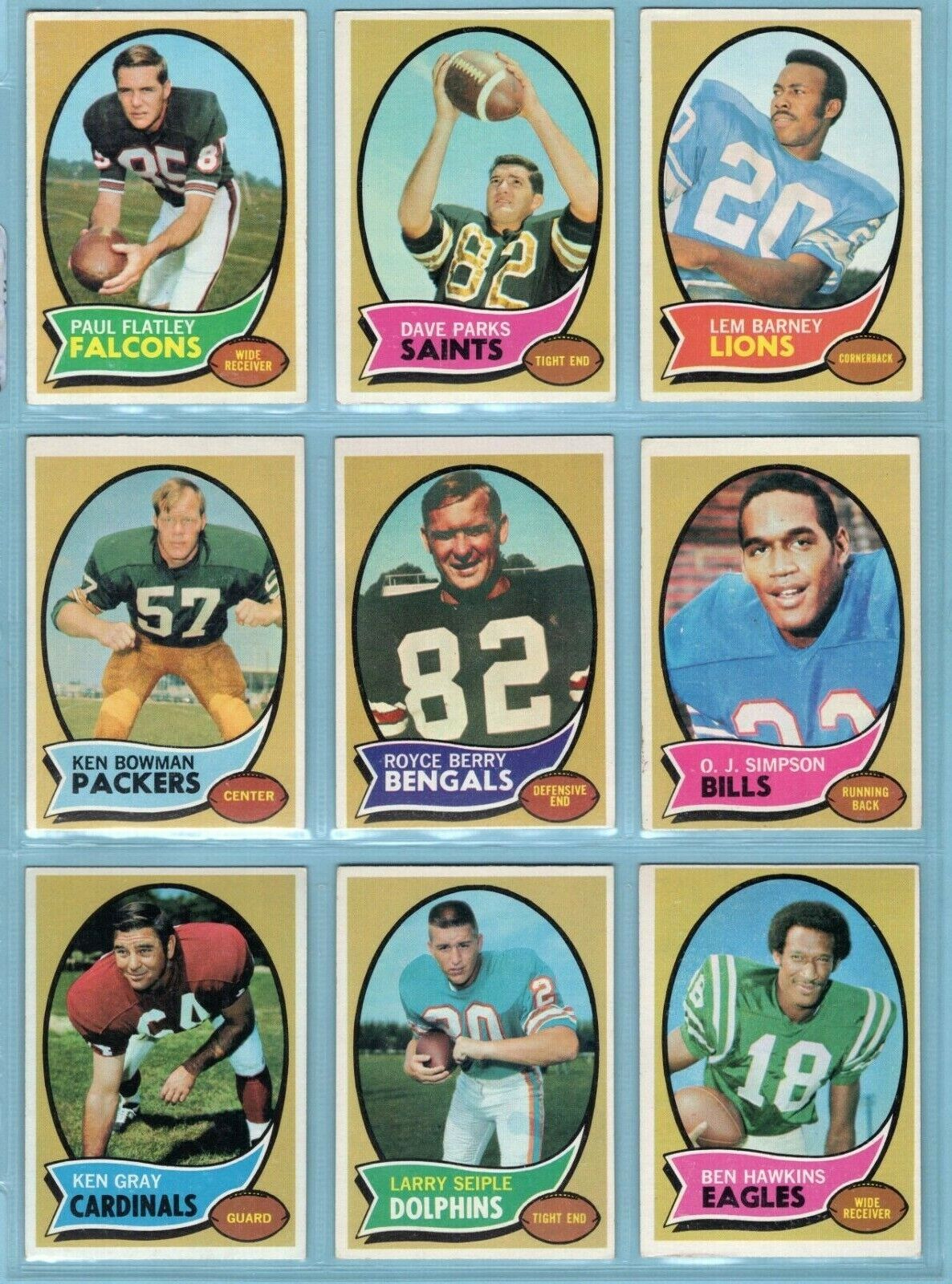 1970 Topps Starter Set Lot of 81 Different Football Cards EX