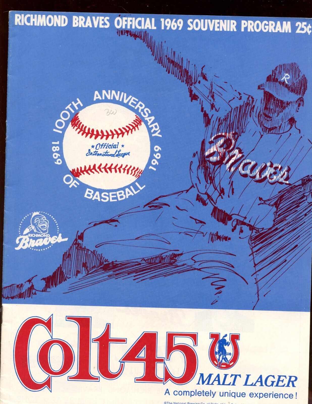 1969 Minor League Baseball Program Richmond Braves EXMT