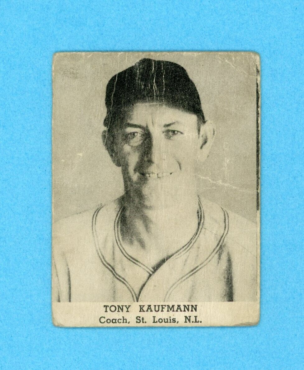 1947 Tip Top Bread Tony Kaufmann St. Louis Cardinals Baseball Card LG dmged back