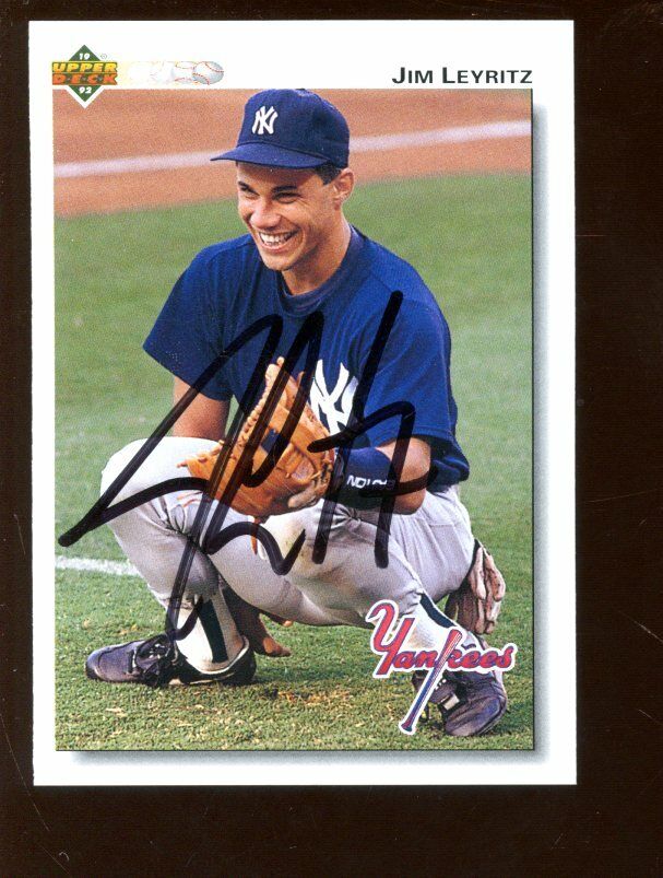 1992 Upper Deck Baseball Card #117 Jim Leyritz Rookie Yankees Autographed NRMT 