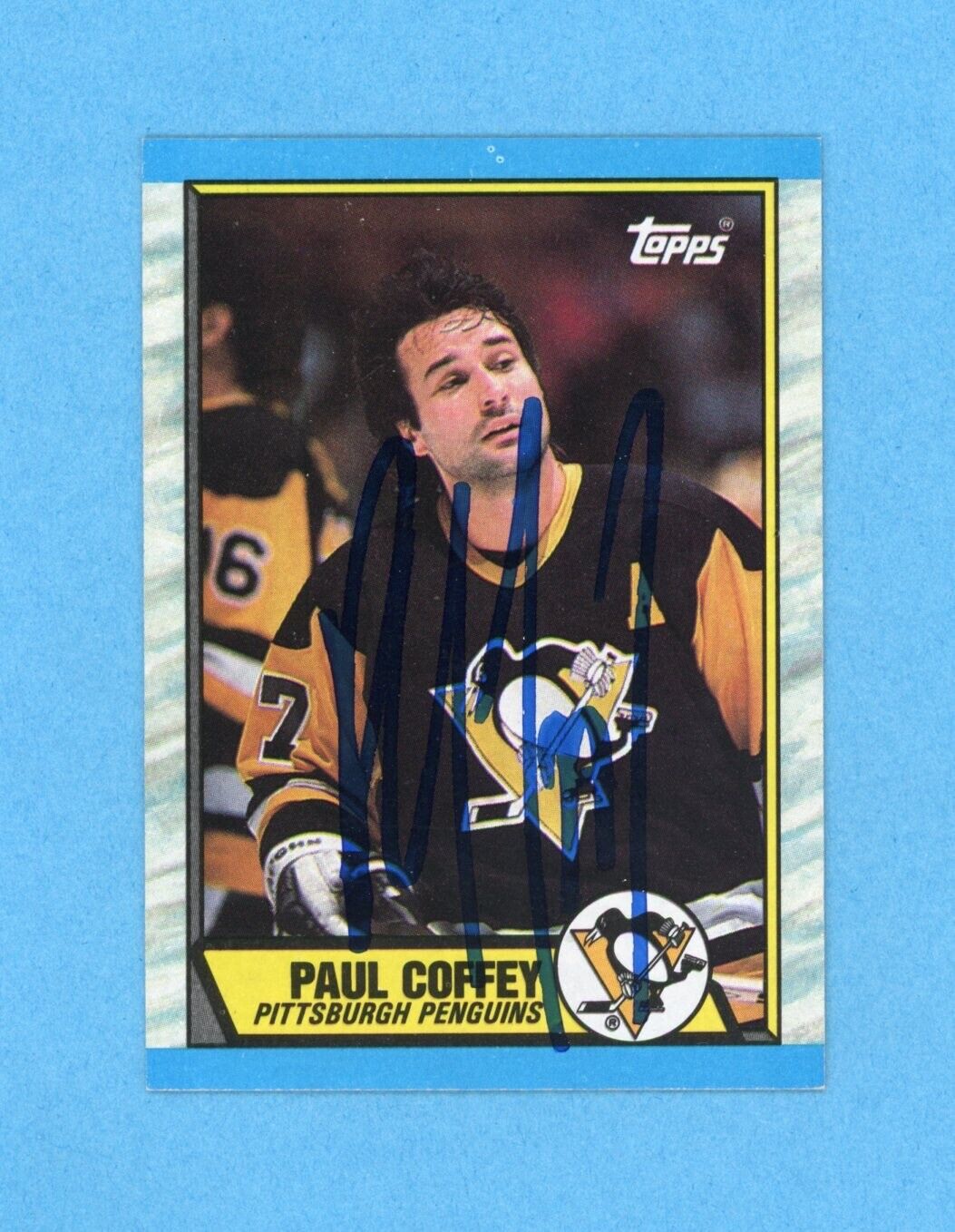 Paul Coffey Signed 1989 Topps Card #95 • Auto w B&E Hologram